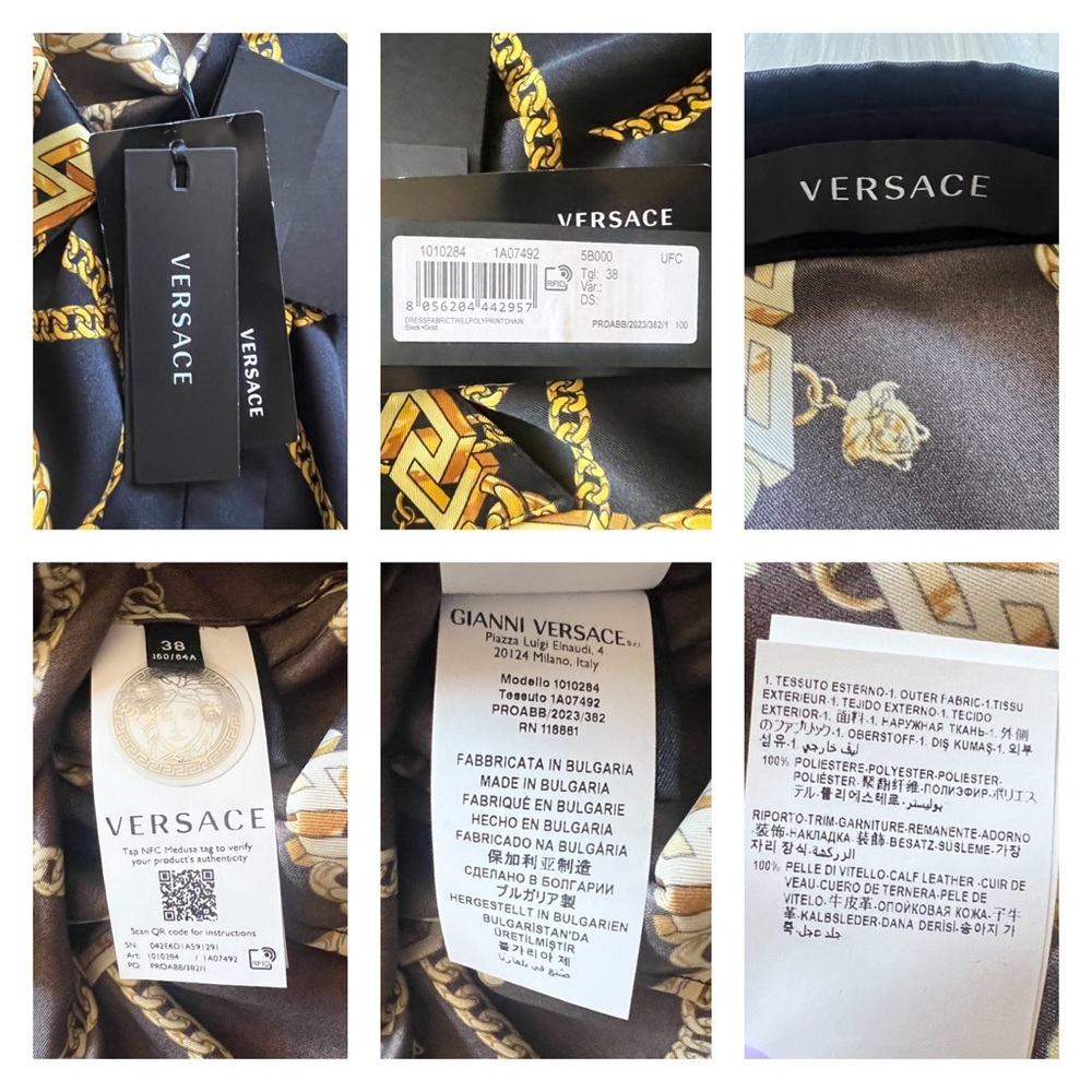 New! VERSACE Greca Chain Medusa Logo Belted Shirt Midi Dress IT 38 - Picture 12 of 12